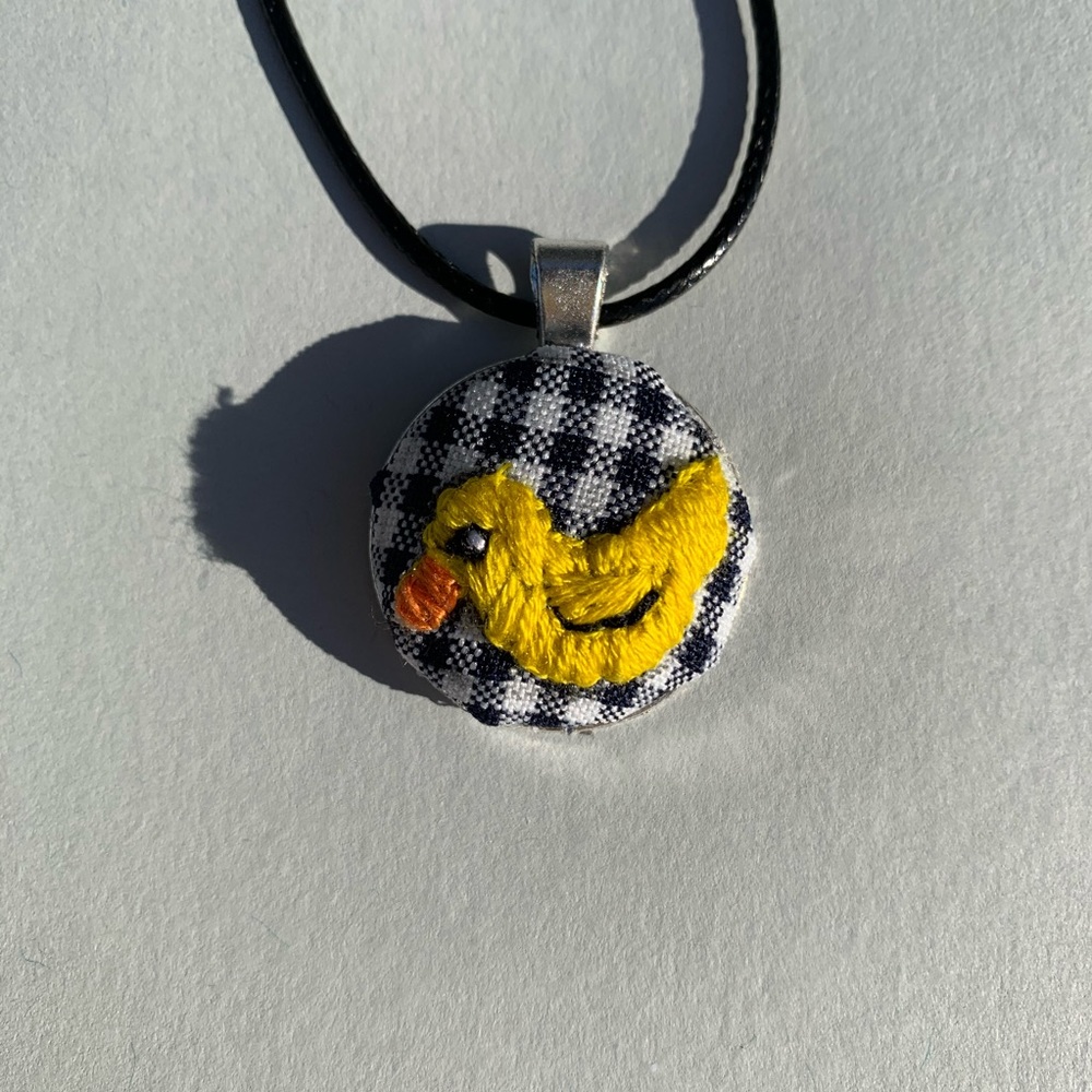Embroidered Duckie Necklace